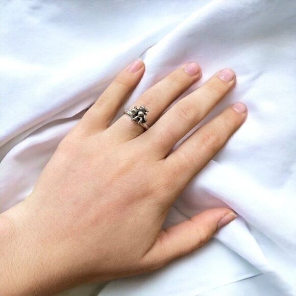 Handmade Chunky Sterling Silver Abstract Brutalist Geometric Hippie Ring Sz 7 - Picture 4 of 6